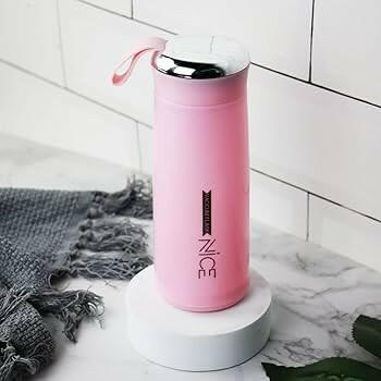 Cute Pink Glass Water Bottle for Kids | 400ml Drink Bottle with Protective Sleeve | Fun & Practical Accessory.