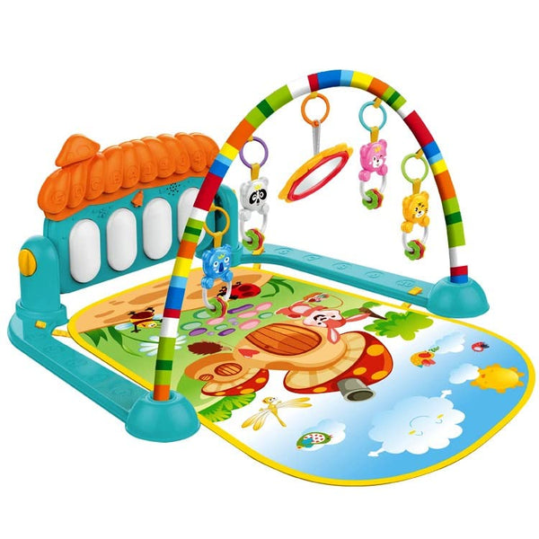 3-in-1 Baby Play Gym Mat & Piano Rack | Kick & Play Musical Activity Center with Rattles | for Newborns (0-18 Months).