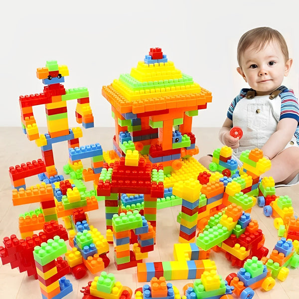 200+ Piece DIY Building Blocks Set with 24 Wheels | Educational Puzzle & Construction Toy for Kids.