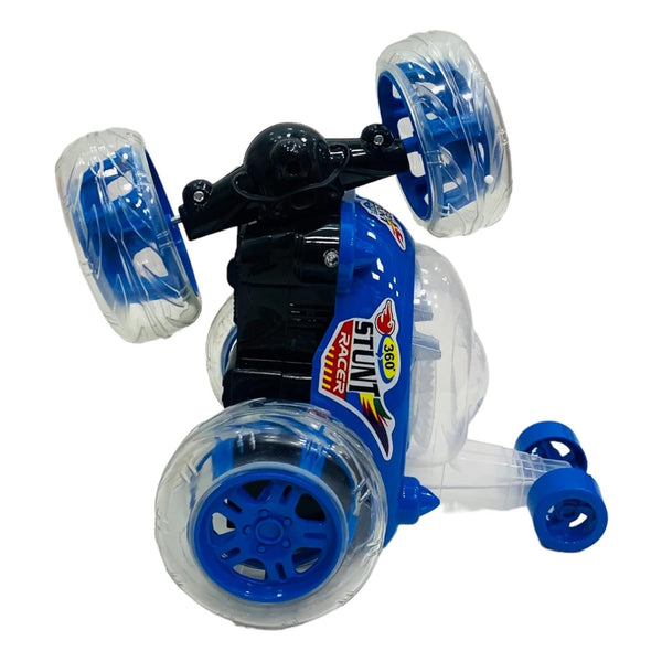 Remote Control 360° Rolling Stunt Car | RC Car with Lights, Music & Rechargeable Battery | Blue.