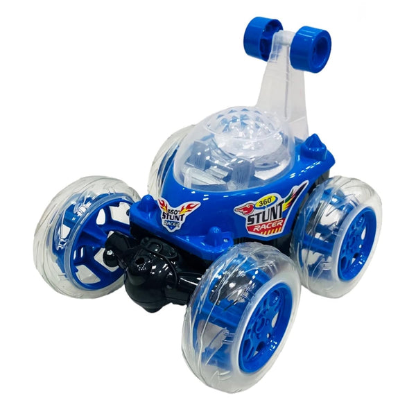 Remote Control 360° Rolling Stunt Car | RC Car with Lights, Music & Rechargeable Battery | Blue.