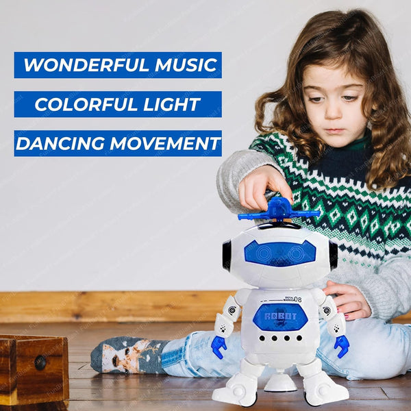 360° Spinning Dancing Robot Toy | Musical Bot with Flashing 3D Lights & Sound | Interactive Kids Entertainment.