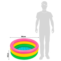 Intex 2-Foot Inflatable Baby Pool | 3-Ring Kids Bath Tub & Swimming Pool | for Ages 0-3 Years (Multicolor).