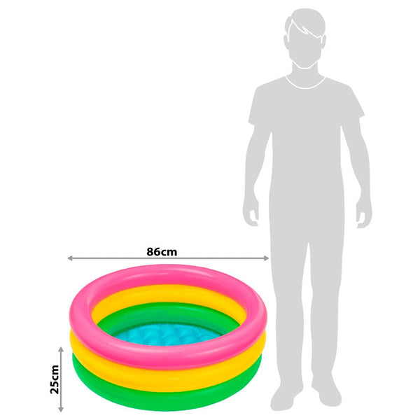 Intex 2-Foot Inflatable Baby Pool | 3-Ring Kids Bath Tub & Swimming Pool | for Ages 0-3 Years (Multicolor).