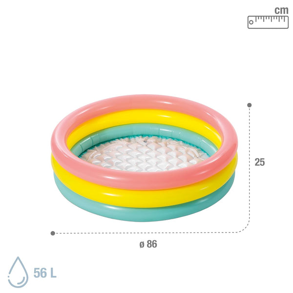 Intex 2-Foot Inflatable Baby Pool | 3-Ring Kids Bath Tub & Swimming Pool | for Ages 0-3 Years (Multicolor).