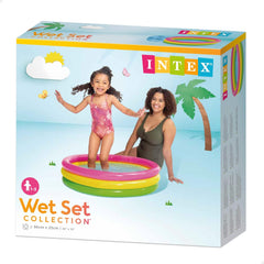 Intex 2-Foot Inflatable Baby Pool | 3-Ring Kids Bath Tub & Swimming Pool | for Ages 0-3 Years (Multicolor).