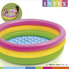 Intex 2-Foot Inflatable Baby Pool | 3-Ring Kids Bath Tub & Swimming Pool | for Ages 0-3 Years (Multicolor).