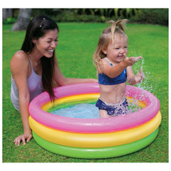 Intex 2-Foot Inflatable Baby Pool | 3-Ring Kids Bath Tub & Swimming Pool | for Ages 0-3 Years (Multicolor).