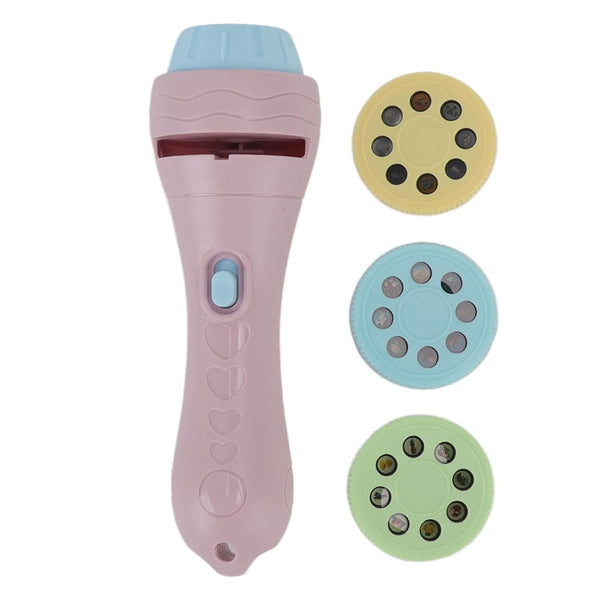 Kids Mini Projector Flashlight Torch | Includes Interchangeable Image Discs | Pink Storybook Projector.