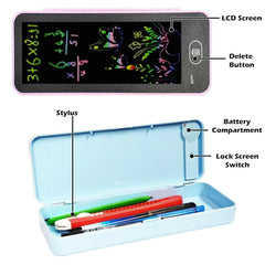 Magical 2-in-1 Pencil Box with LCD Writing Tablet | Includes Stylus & Erase Button | Unique School Supply Case.