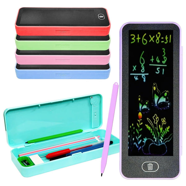 Magical 2-in-1 Pencil Box with LCD Writing Tablet | Includes Stylus & Erase Button | Unique School Supply Case.