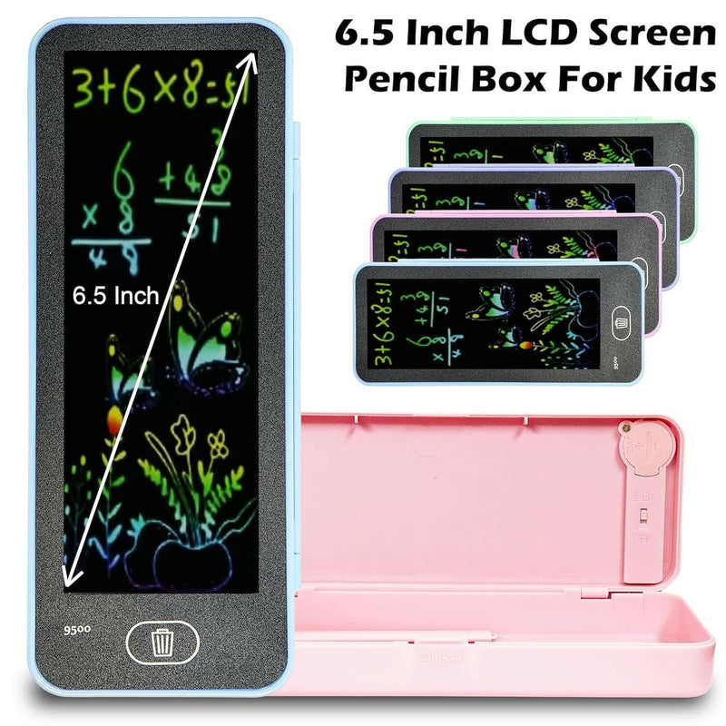Magical 2-in-1 Pencil Box with LCD Writing Tablet | Includes Stylus & Erase Button | Unique School Supply Case.
