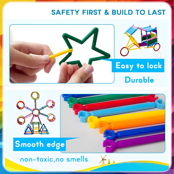 Block Toys Plastic Smart Stick Building Blocks, 200 Plus Pieces (Multicolor)