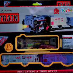 Black Toy Train Set for Kids | 19-Pc Battery-Operated High-Speed Engine with Round Track.