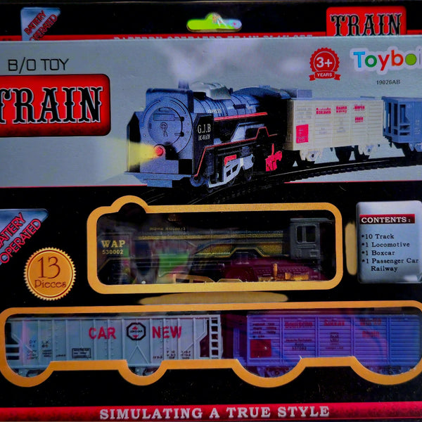 Black Toy Train Set for Kids | 19-Pc Battery-Operated High-Speed Engine with Round Track.