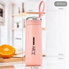Cute Pink Glass Water Bottle for Kids | 400ml Drink Bottle with Protective Sleeve | Fun & Practical Accessory.
