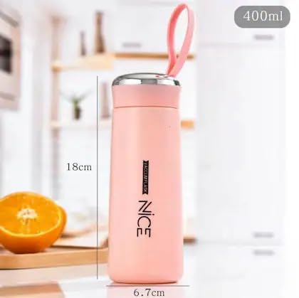 Cute Pink Glass Water Bottle for Kids | 400ml Drink Bottle with Protective Sleeve | Fun & Practical Accessory.