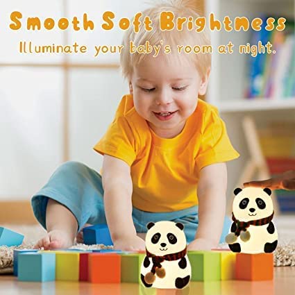 Silicone Panda Touch Night Lamp for Kids | 7-Color Changing USB Rechargeable Light | Gesture Control.
