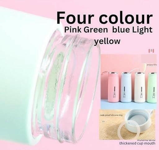 Cute Pink Glass Water Bottle for Kids | 400ml Drink Bottle with Protective Sleeve | Fun & Practical Accessory.