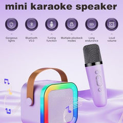 Portable K12 Mini Portable Bluetooth Karaoke Speaker with Wireless Microphone and Dynamic Lights Kids Karaoke Machine Bluetooth Speaker Toys 10+Years Boys Birthday Gift for Girls Kids Boys