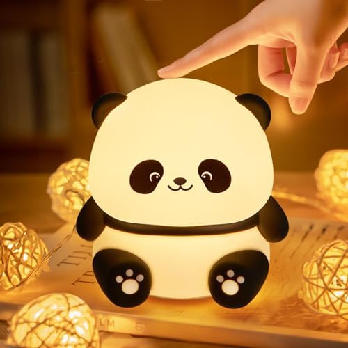 Panda Night Lamp Silicone Touch Color Changing LED Rechargeable Night Light for Kids, Gifts for Girls & Boys | Cute Unisex Bedroom Decor | Soft BPA-Free | Nightlight