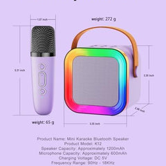Portable K12 Mini Portable Bluetooth Karaoke Speaker with Wireless Microphone and Dynamic Lights Kids Karaoke Machine Bluetooth Speaker Toys 10+Years Boys Birthday Gift for Girls Kids Boys