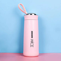 Cute Pink Glass Water Bottle for Kids | 400ml Drink Bottle with Protective Sleeve | Fun & Practical Accessory.