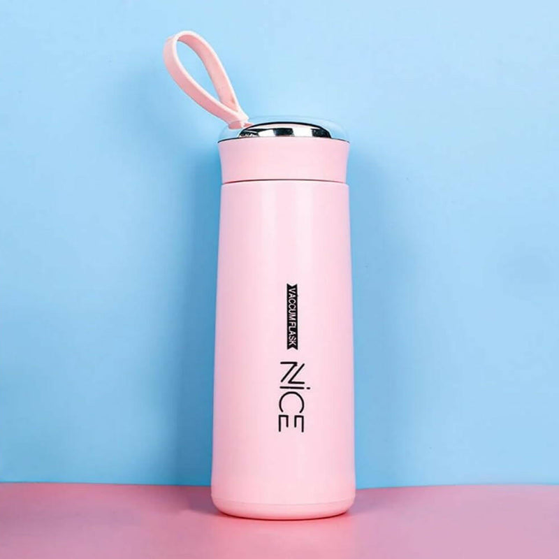 Cute Pink Glass Water Bottle for Kids | 400ml Drink Bottle with Protective Sleeve | Fun & Practical Accessory.