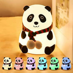 Silicone Panda Touch Night Lamp for Kids | 7-Color Changing USB Rechargeable Light | Gesture Control.