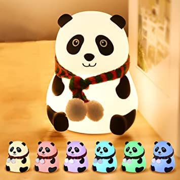 Silicone Panda Touch Night Lamp for Kids | 7-Color Changing USB Rechargeable Light | Gesture Control.