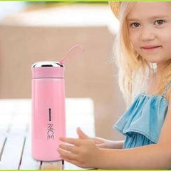 Cute Pink Glass Water Bottle for Kids | 400ml Drink Bottle with Protective Sleeve | Fun & Practical Accessory.