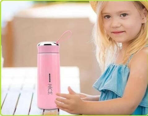 Cute Pink Glass Water Bottle for Kids | 400ml Drink Bottle with Protective Sleeve | Fun & Practical Accessory.