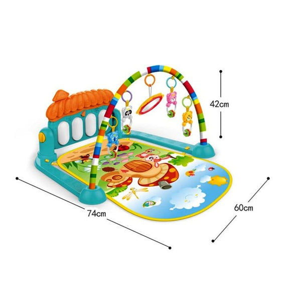 3-in-1 Baby Play Gym Mat & Piano Rack | Kick & Play Musical Activity Center with Rattles | for Newborns (0-18 Months).