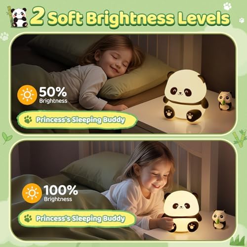 Panda Night Lamp Silicone Touch Color Changing LED Rechargeable Night Light for Kids, Gifts for Girls & Boys | Cute Unisex Bedroom Decor | Soft BPA-Free | Nightlight