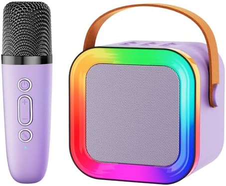 Portable K12 Mini Portable Bluetooth Karaoke Speaker with Wireless Microphone and Dynamic Lights Kids Karaoke Machine Bluetooth Speaker Toys 10+Years Boys Birthday Gift for Girls Kids Boys