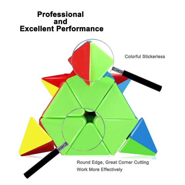 Pyraminx Triangle Speed Cube Puzzle Toy | Stickerless Magic Pyramid Cube for Kids & Adults.