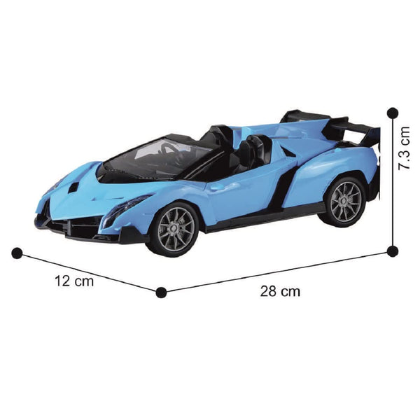 High-Speed RC Racing Car with Rechargeable Battery | Electric Remote Control Toy with LED Lights | Blue.