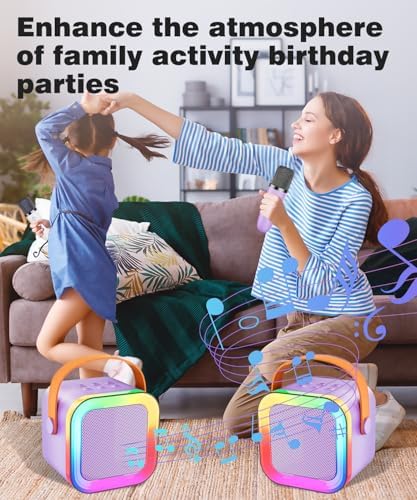 Portable K12 Mini Portable Bluetooth Karaoke Speaker with Wireless Microphone and Dynamic Lights Kids Karaoke Machine Bluetooth Speaker Toys 10+Years Boys Birthday Gift for Girls Kids Boys