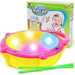 Kids Musical Flash Drum Set | 3D Lights & 2 Drum Sticks | Age 3+ Educational Toy.