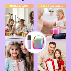 Portable K12 Mini Portable Bluetooth Karaoke Speaker with Wireless Microphone and Dynamic Lights Kids Karaoke Machine Bluetooth Speaker Toys 10+Years Boys Birthday Gift for Girls Kids Boys