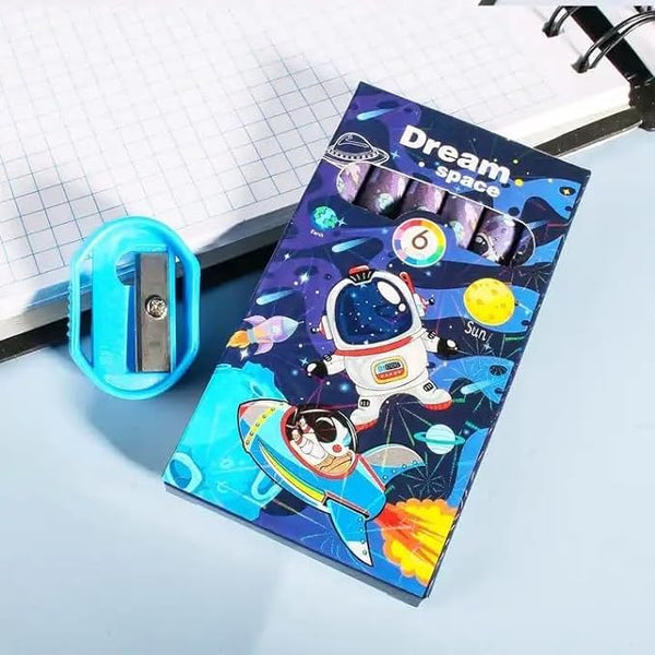 Space Explorer Kids Stationery Gift Set | 6-in-1 School Supplies Kit with Pencil Box | Fun Birthday Gift.
