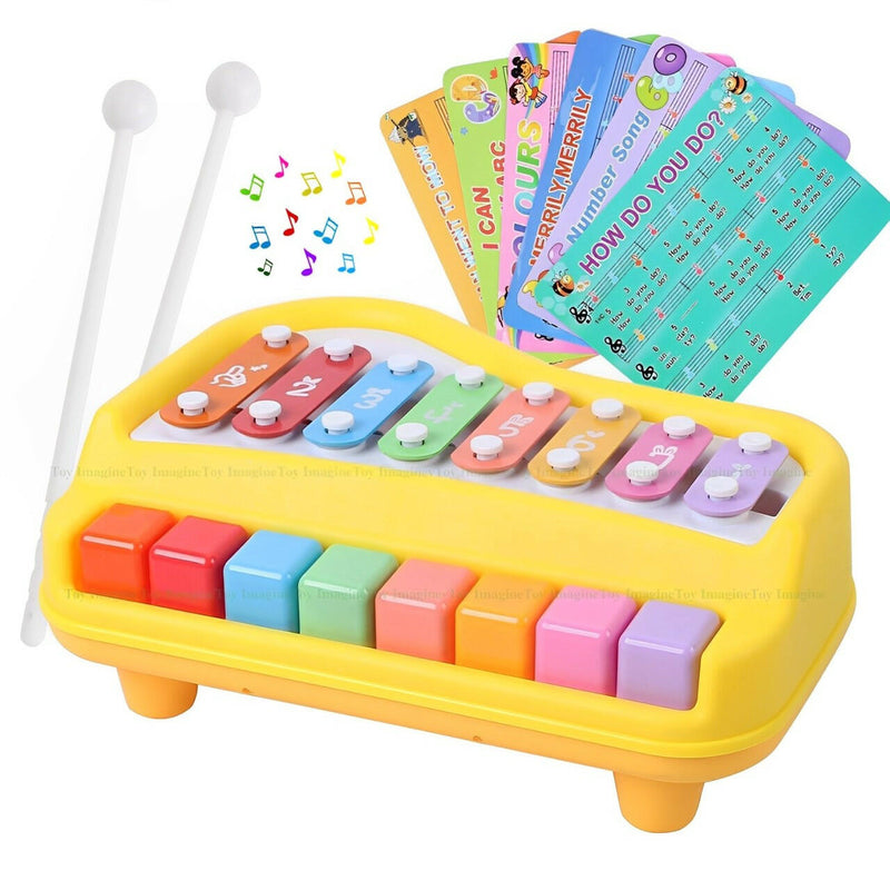 Kids' 2-in-1 Musical Xylophone & Piano | Educational Non-Battery Toy.