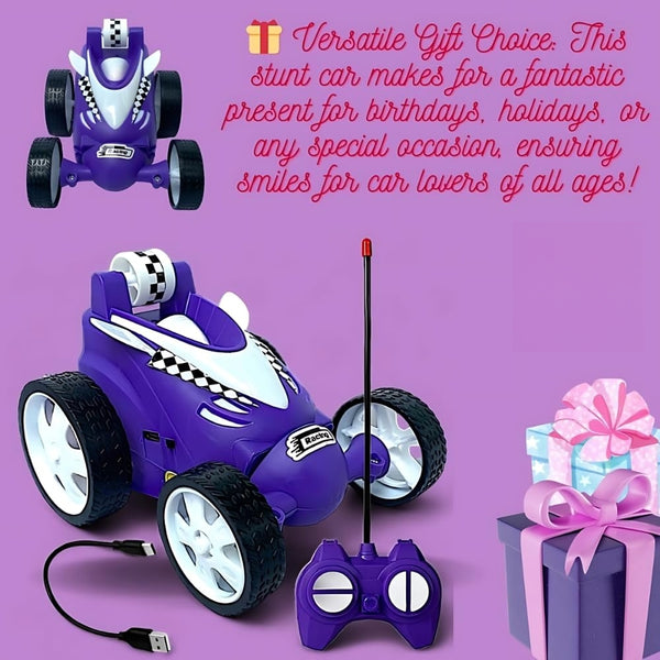 Rechargeable Mini RC Stunt Car | 360° Rotating 4WD Remote Control Car | USB Charging (Multi Color).