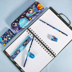 Space Explorer Kids Stationery Gift Set | 6-in-1 School Supplies Kit with Pencil Box | Fun Birthday Gift.