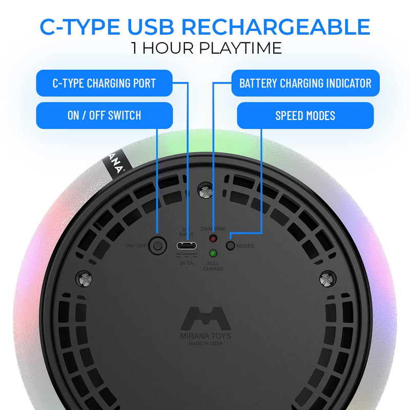Rechargeable Hover Football with LED Lights | Indoor Floating Air Soccer Ball for Kids | USB Charging.