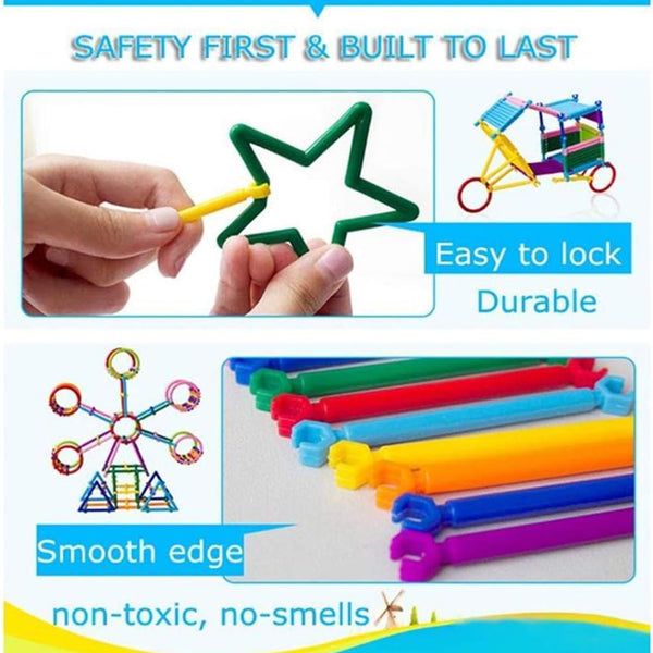 200+ Piece Smart Stick Building Blocks for Kids | Unbreakable Interlocking Toys | Educational Construction Set.