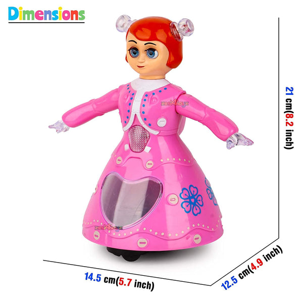 Musical Angel Princess Doll with 3D Lights | 360° Rotating Feature | Multicolor Light-Up Toy.