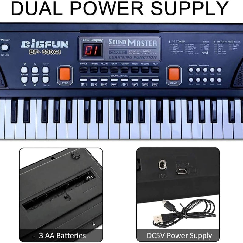 Kids Piano BF630 A1, Piano for Kids with Microphone Portable Electronic Keyboards for Beginners 61 Keys Kid Musical Toys Pianos for Girls Boys Ages 3-8 (61 Key Bigfun Piano for Kids)