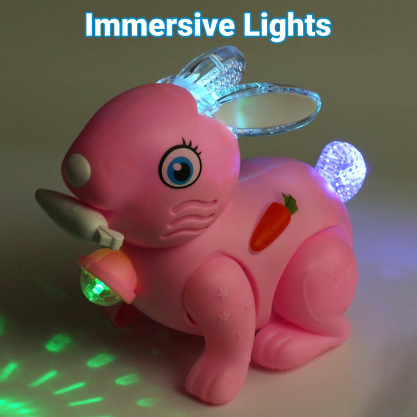 Rabbit for Kids with 3D Flashing Lights, Music, 360-degree Dance Moves, Educational Toy, Battery Operated, Ages 1+ - Multicolor| Jumping Rabbit