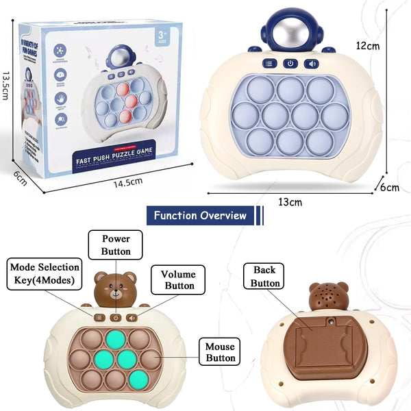 Quick Push Bubble Fidget Game (Any Shape) | Handheld Electronic Pop Game for Stress Relief | Speed Push Toy.